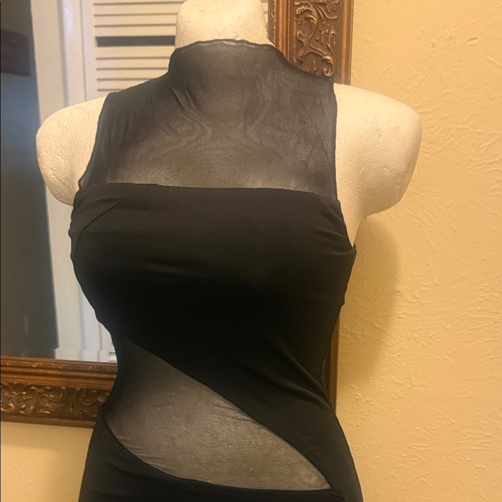 Superdown Black Mesh Cutout Dress